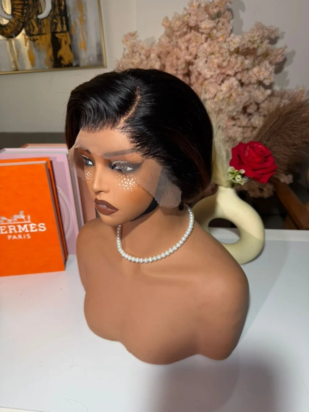 Lace Front Short Bob Wig - Black - Natural Hairline